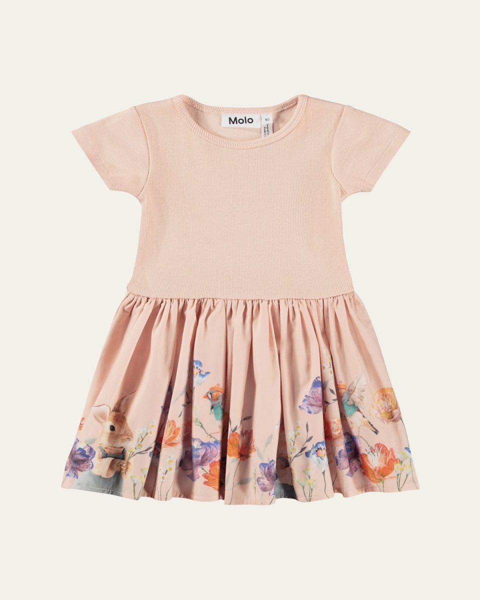 Girl's Carin Short-Sleeve Floral Peplum Dress, Size 3M-4